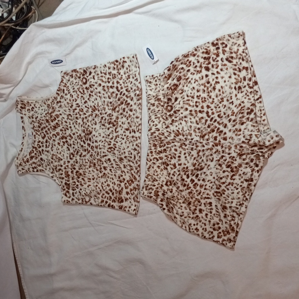 Old Navy Leopard Print Sleeveless Pajama Set - Cream & Brown